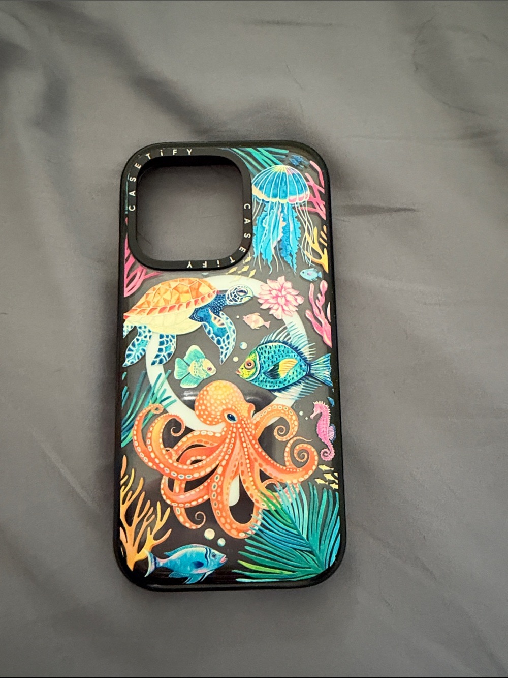 Casetify Black Case with Colorful Ocean Creatures